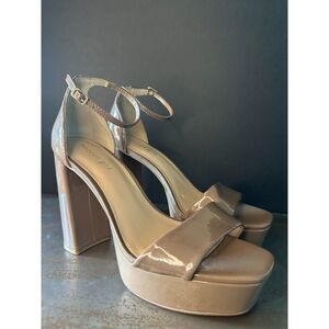 Madden Girl Block Heel Platform Sandal 11 Summer Bridal Formal Nude Tan Omega